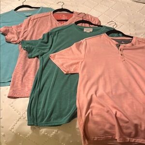 Set of Four Tommy Bahama Pink and Green Short Sleeve Tees